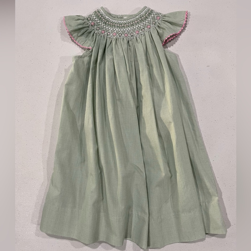 Express Green Smocked Sundress with Puff Sleeves